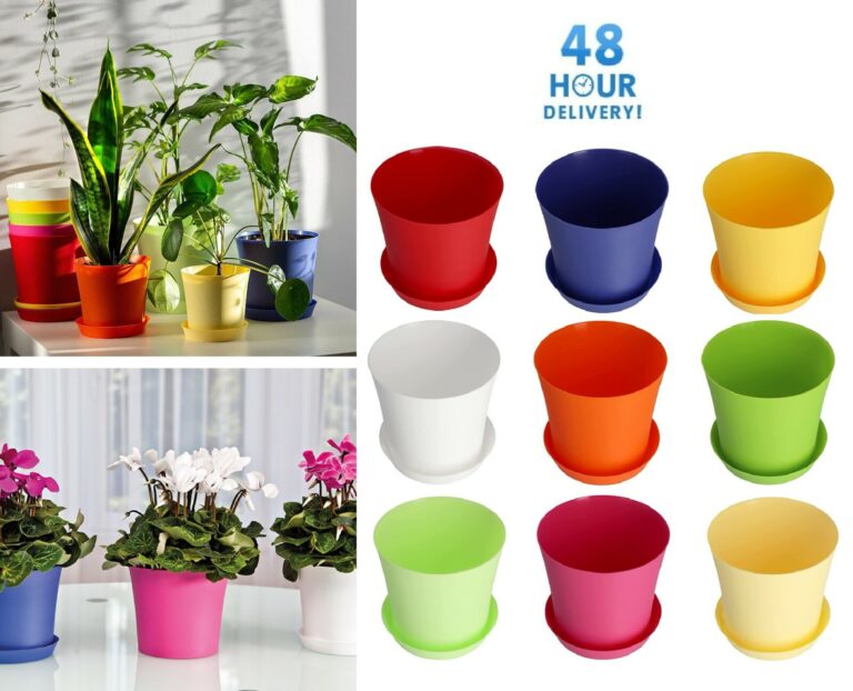Gloss Round Plant Pot with Saucer 8-16cm