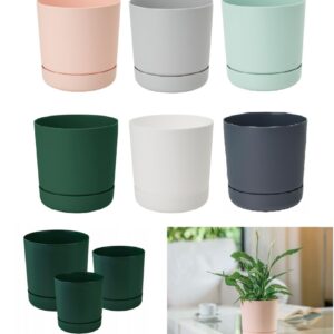 Plant Pot with Saucer Round Plastic Pastel Colours