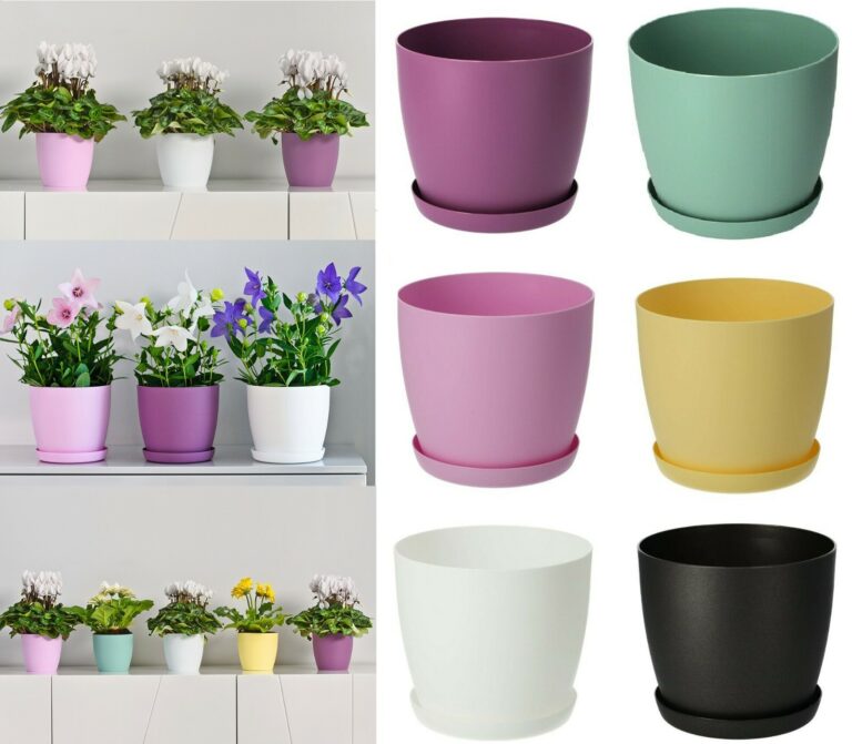 Matt Round Plant Pot With Saucer UV-Resistant