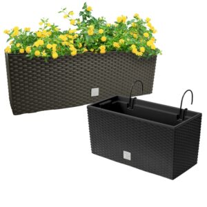 Hanging Rattan-Effect Window Box Planter with Hooks