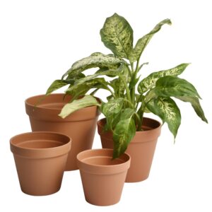 Plant Pot Round Terracotta-Effect Matt Plastic