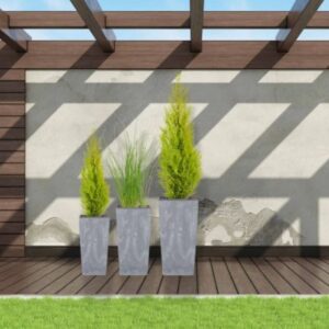 Tall Square Planters Set of 3 Concrete Effect