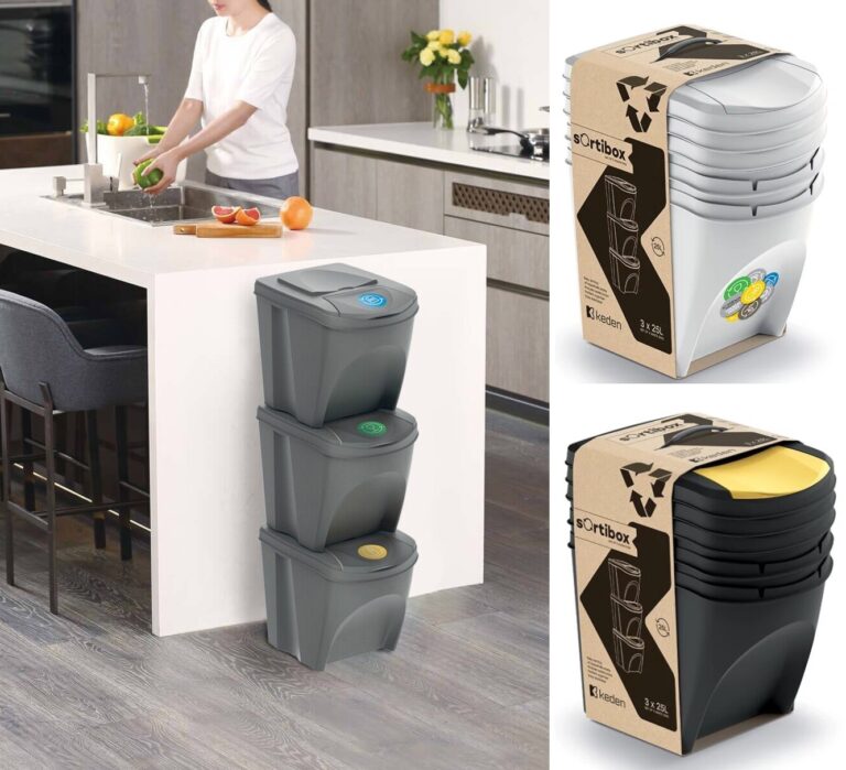 Stackable Recycling Bins Lidded with Handle