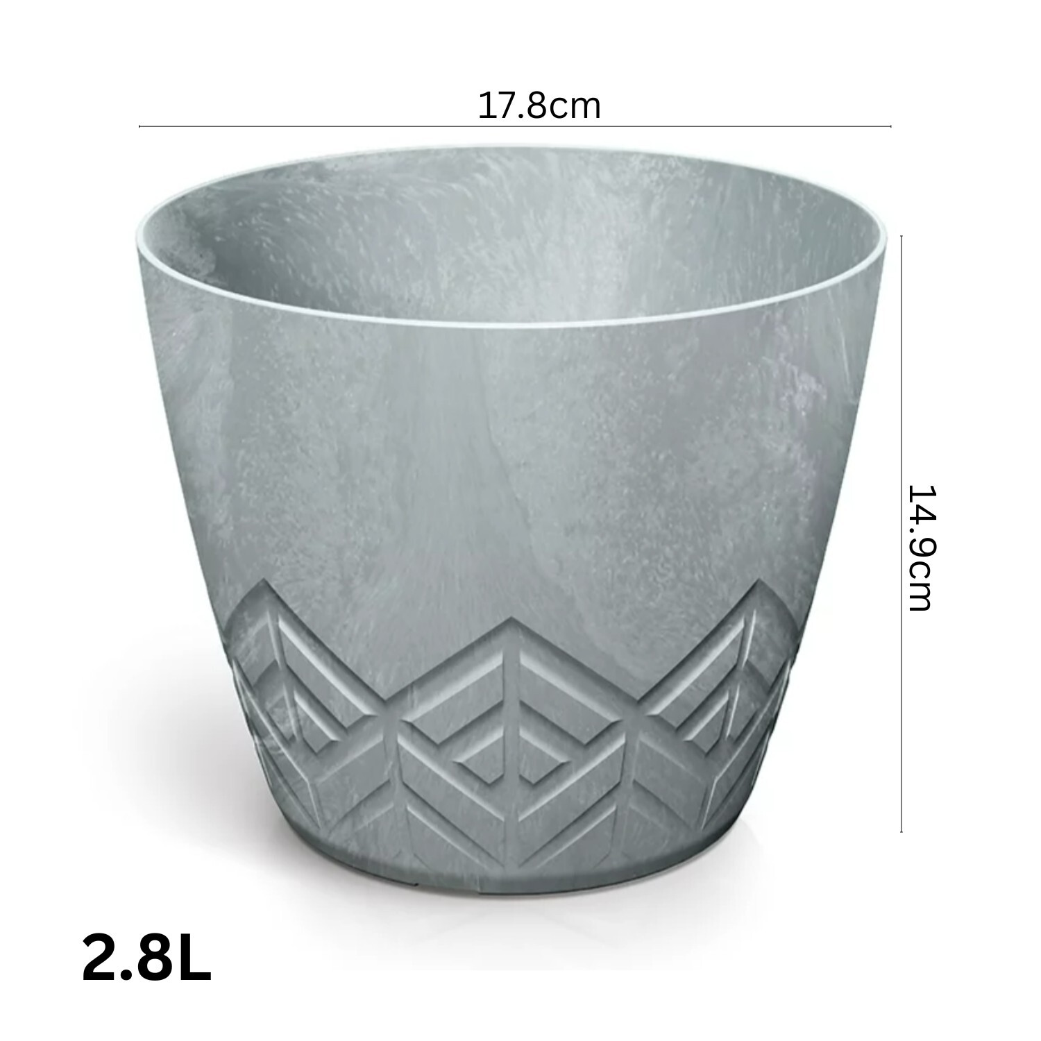 Round Planter Concrete-Effect Geometric Base - Image 4