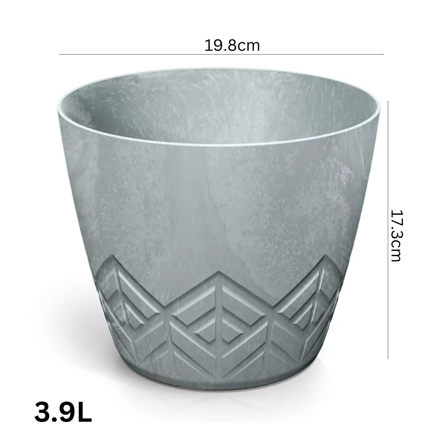 Round Planter Concrete-Effect Geometric Base - Image 5