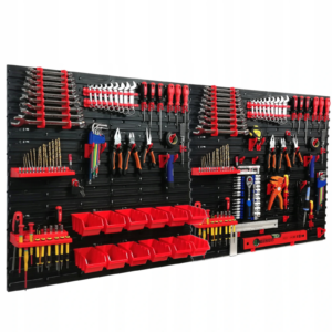 Wall-Mounted Tool Board & Storage Bins System