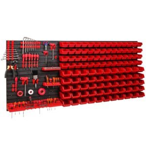 Tool Pegboard Wall Panel with Storage Bins Set