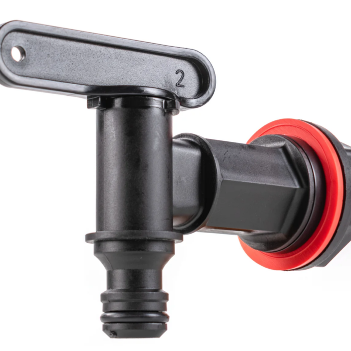 Water Butt Tap 3/4in BSP with Connectors Black